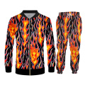 UJWI 2 pieces Autumn 3D print flame tracksuit men Sweatshirt Sports Set Clothes Men Hip hop Suit Training Suit Sport Wear 5XL