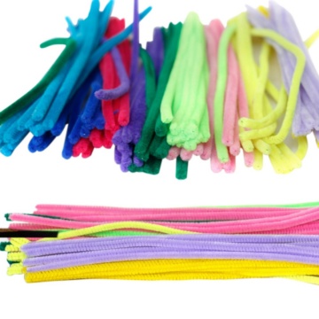 100PCS 30cm DIY Handmade DIY Craft Chenille Stick Pipe Cleaner Kids Toys Artificial Flowers Colorful Plush Iron Wire Flocking