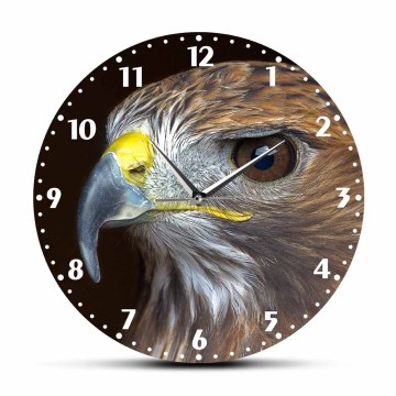 Golden Eagle Prints Decorative Wall Clock Silent Non Ticking Bird Prey Nature Raptor Wall Art Home Decor Frameless Wall Watch