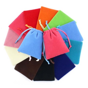 5pcs/lot High Quality Candy Colors Velvet Bags 10x8cm Drawstring Organza Package Pouches Square Make Up Jewelry Gift Bags
