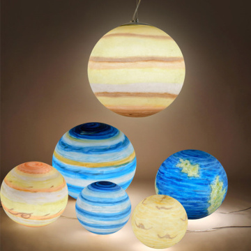 wongshi Nordic Creative Universe Planet Acrylic Pendant Light Moon Sun Earth Mars Uranus Mercury Jupiter Saturn Planet Lamps