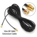 10M RP-SMA Male to Female Wifi Antenna Connector Extension Cable Line Black Reverse Polarity SMA Extension Cable