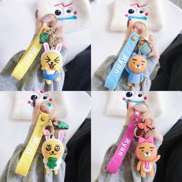 Cartoon Kakao Action Figures Keychains Creative Rubber Key Chain Lovers Bag Pendant Children's Favorite Small Gift Key Ring