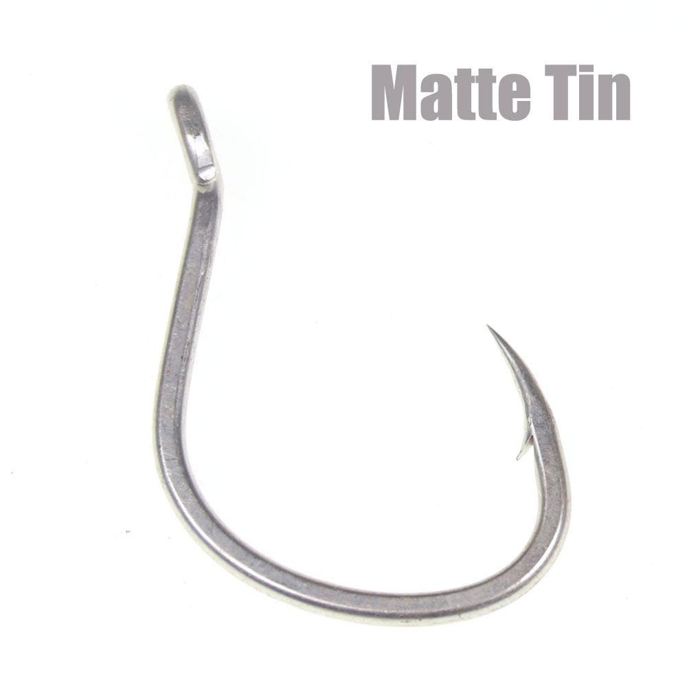 10pcs Matte Tin Anti-rust Saltwater Fishhooks High Carbon Steel Barbed Fishhook Assist Jigging Lure Hook 1# 1/0 2/0 3/0 4/0 5/0