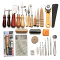 KiWarm 37 Pcs Leather Craft Tools Kit Hand Sewing Stitching Punch Carving Work Saddle Leathercraft Accessories For Personalizing