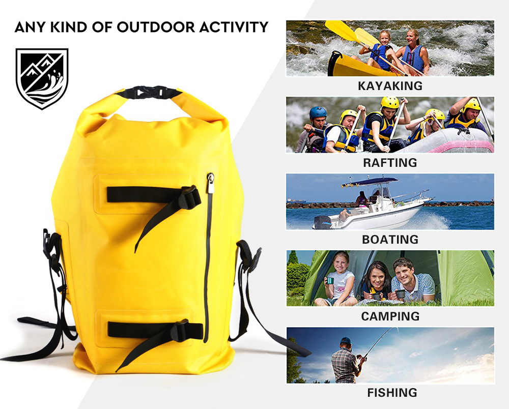 yellow hiking waterproof backpack dry bag