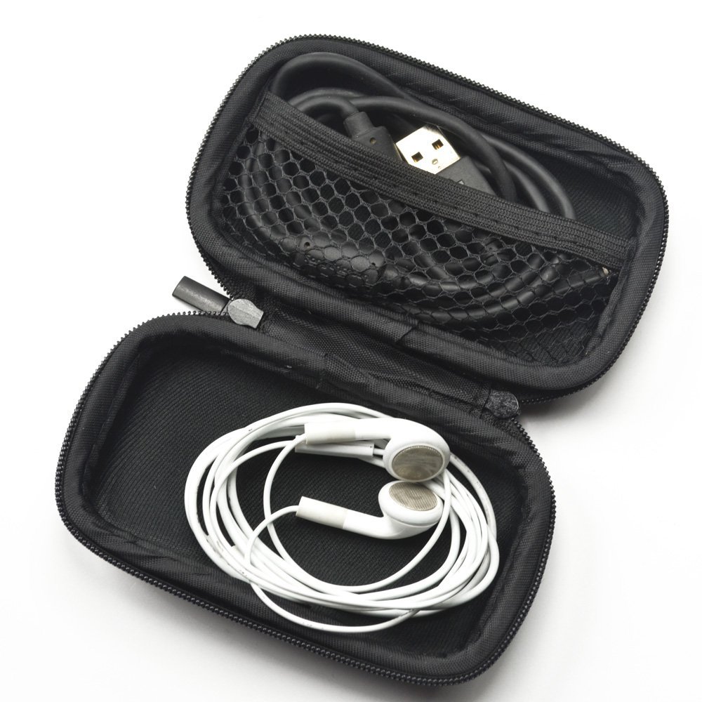 Rectangle Shaped Hard Earphone Headset EVA Case for MP3/MP4 Bluetooth Earphone Earbuds with Mesh Pocket Zipper Enclosure