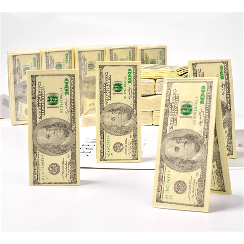 9pc 100$ Dollars Napkin US Dollar Bill Money Paper Towel Party Gift Disposable Napkins Wedding Party Birthday Decoration