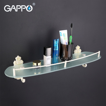 GAPPO 1Set Top Quality Wall Mounted Bathroom Shelves Bathroom Glass shelf restroom shelf Hardware Accessories in two hooks G3507
