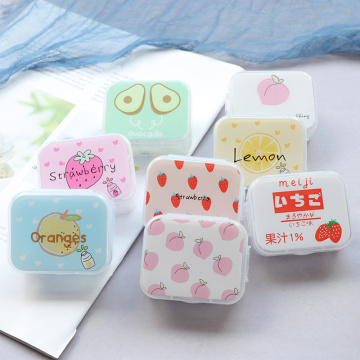 Cute Fruit Print Contact Lenses Case for Women Girl Transparent Eyes Care Box Lens Container Holder Contact Lens Case Travel Kit