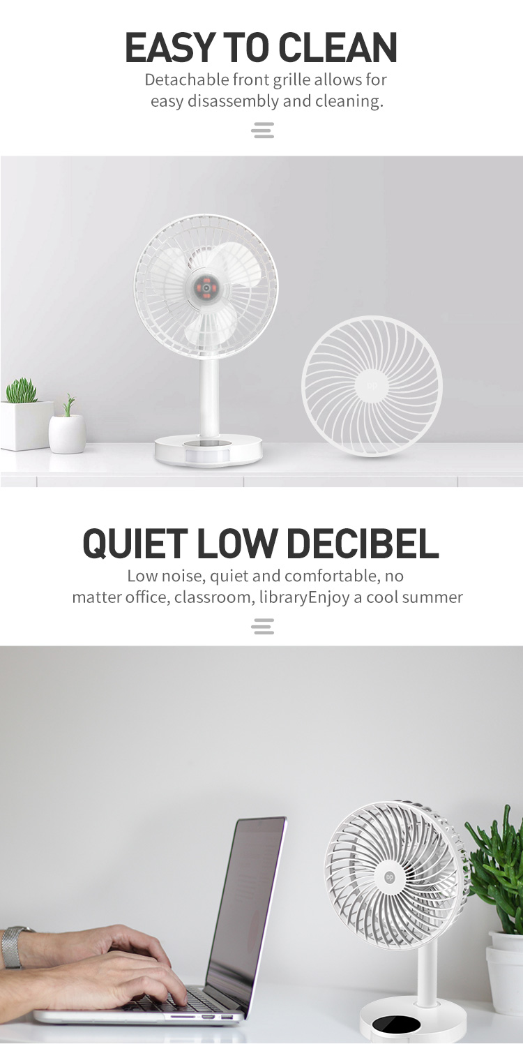 Desktop Portable 2400mAh Lithium Battery Rechargeable Fan-white-detail-3