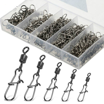 100PCS 4# 6# 8#10# 12# Carp Fishing Accessories Connector Pin Bearing Rolling Swivel Stainless Steel Snap Fish Hook Lure Tackle