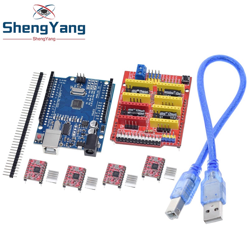 cnc shield V3 engraving machine 3D Printe+ 4pcs A4988 driver expansion board for Arduino + UNO R3 with USB cable