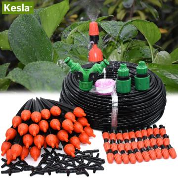 KESLA 5M-25M Micro Drip Irrigation Watering Kits System with Adjustable Drippers Automatic Controller DIY for Garden Greenhouse