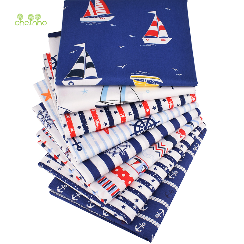 Chainho,2019 Ocean Series,Printed Twill Cotton Fabric,Patchwork Cloth For DIY Sewing Quilting Baby&Children's Material,100x160cm