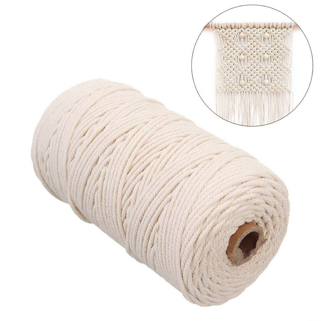 2mm x 200m Cotton Cord Natural Beige Twisted Cord Rope Macrame Rope Twisted String Cotton Cord For Handmade Dream Catcher