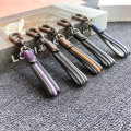 2020 New Luxury Leather Key Chain Square Leopard Pattern Leather Circle Buckle Keychains Auto Car Waist Key Chain Key Holder