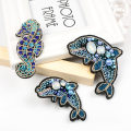 3D hand-beaded hand-stitched cloth seahorse dolphin costume accessories brooch headdress bag shoes decorative patch