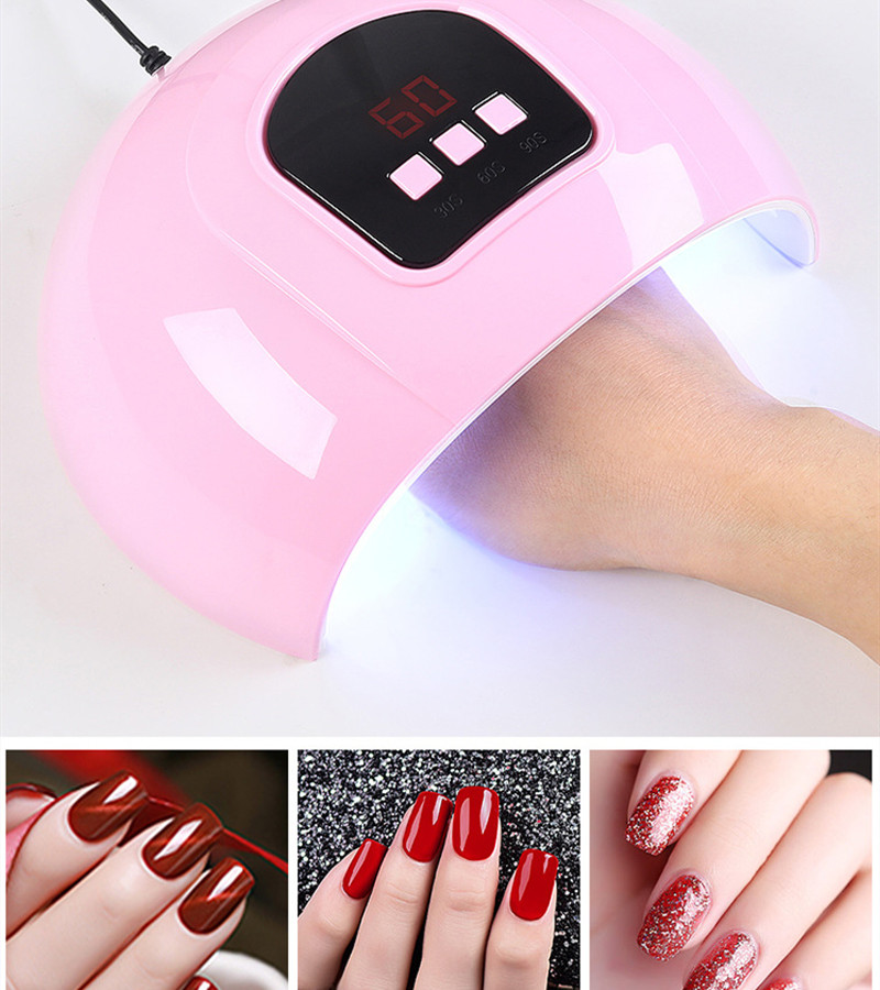 LED Nail Lamp For Manicure 54W Nail Dryer Machine UV Lamp For Curing UV Gel Nail Polish With Motion Sensing LCD Display Nail Art