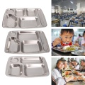 Stainless Steel Divided Dinner Tray Lunch Container Food Plate 4/5/6 Section