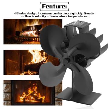 New 4-Blade Thermal Power Fan Powered Wood Stove Fan For Wood Log Burner Fireplace Eco Fan Metal Fireplace Fan Indoor house