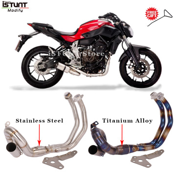 For Yamaha MT-07 FZ-07 XSR700 Motorcycle Exhaust System Modified Titanium alloy Front Middle Link Pipe XSR700 FZ07 MT07 Slip on