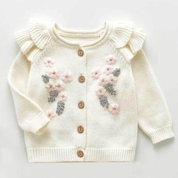 Baby Sweater Flower Embroidery Newborn Girls Sweaters Cardigans Autumn Toddler Boys Knitwear Jackets Winter Children Knit Tops