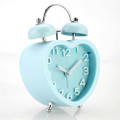 Cute Small Double-Bell Night Light Children Mini Quartz Alarm Clock Modern Heart-shaped Silent Student Stereo Table Clock