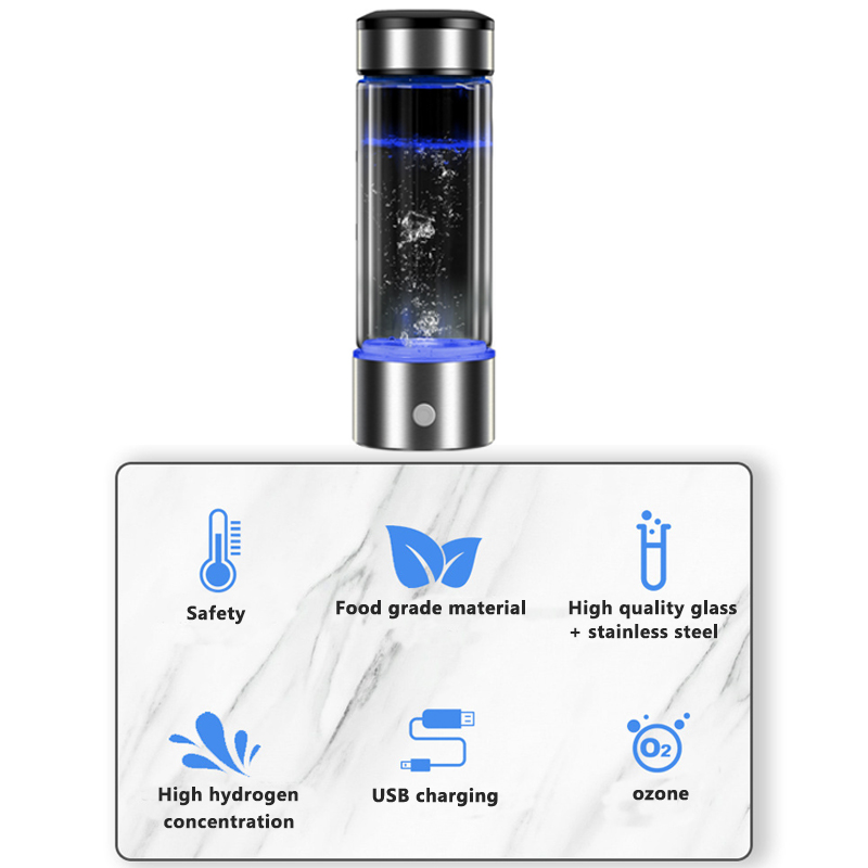 Hydrogen Generator Cup Water Filter 430ml Alkaline Maker Hydrogen-Rich Water Portable Bottle Lonizer Pure H2 Electrolysis