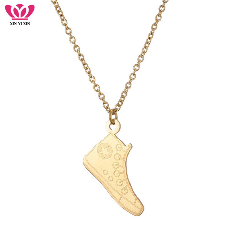 Charm Gold Stainless Steel Choker Necklace Women Simple Cute Color Shoe Pendant Necklace Kids Fashion Minimalist Jewelry Gift