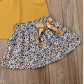 2019 Children Summer Clothing 1-5Y Toddler Kid Baby Girl Clothes Sets Yellow Chiffon Tops+Floral A-Line Skirt Outfits Clothes