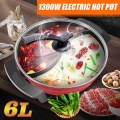 220V 1300W 6L Electric Hot Pot 32cm Kitchen Soup Stock Pot Cookware Non-stick For Induction Cookers Cooking Pot