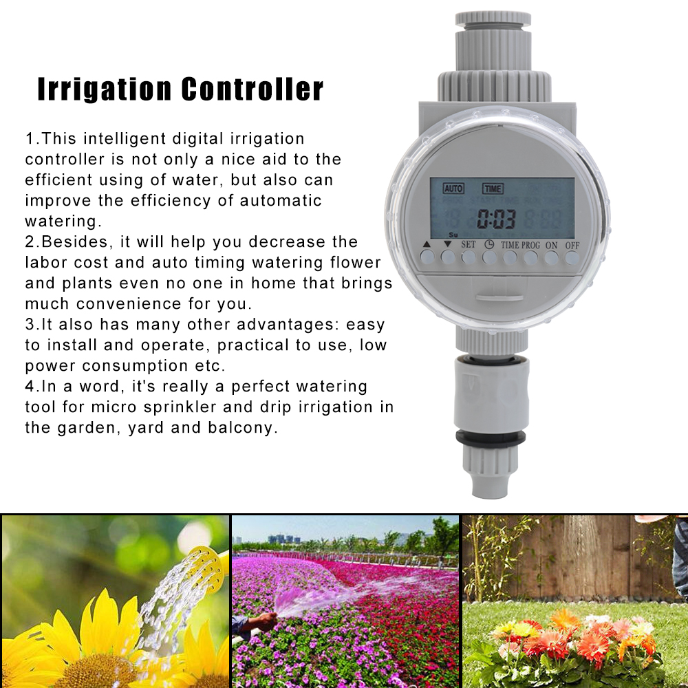 Autowatering White Solar Powers LCD Screen Garden Irrigation Control Water Saving Irrigation Controller Digital Watering Timer