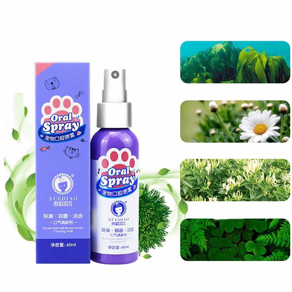 60ml Pet Breath Freshener Treatment Spray Pet Supplies Dog Cat Dental Spray Care Cleaner Pet Teeth Breath Cleaning Freshener A29