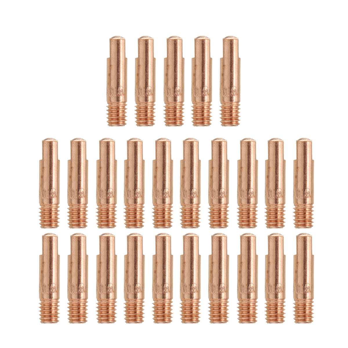 25Pcs Brass Welding Torch Contact Tip Gas Nozzle For 0.035" Tweco Mini #1 and For Lincoln Magnum 100L MIG Torches
