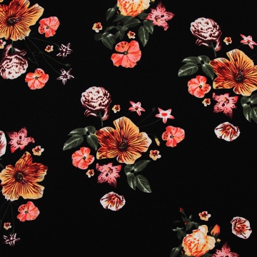 150cm Wide Soft Black Flowers Seersucker Chiffon Fabric for Dress Shirt Fabrics by the Meter