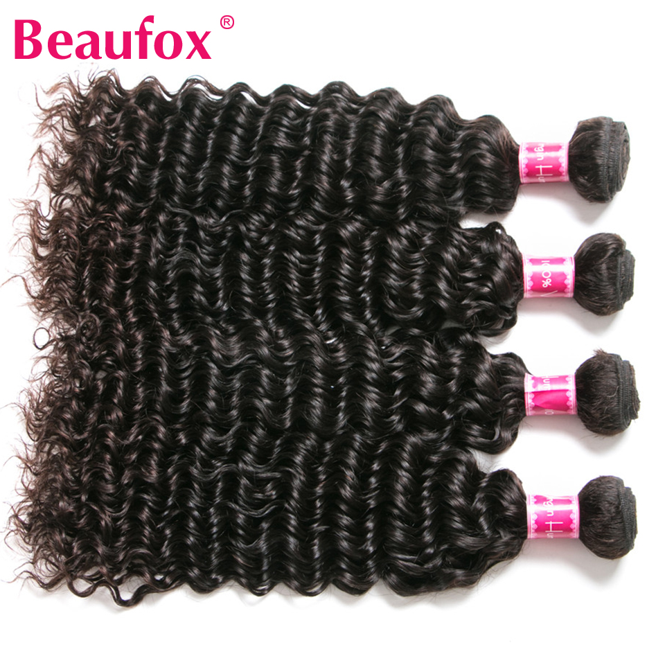 Beaufox Deep Wave Bundles 100% Remy Human Hair Weave Bundles 1/3/4 Pcs/Lot Indian Hair Extension 8-30 Inch Bundles