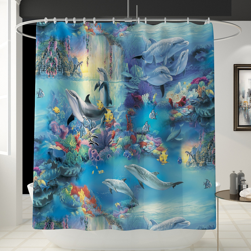 Sea World Printed Bath Mat Toilet Creativity Bathroom Rug Set Home Decor Bath Mat Shower Curtain Set Bathroom Floor Mat Bath Mat