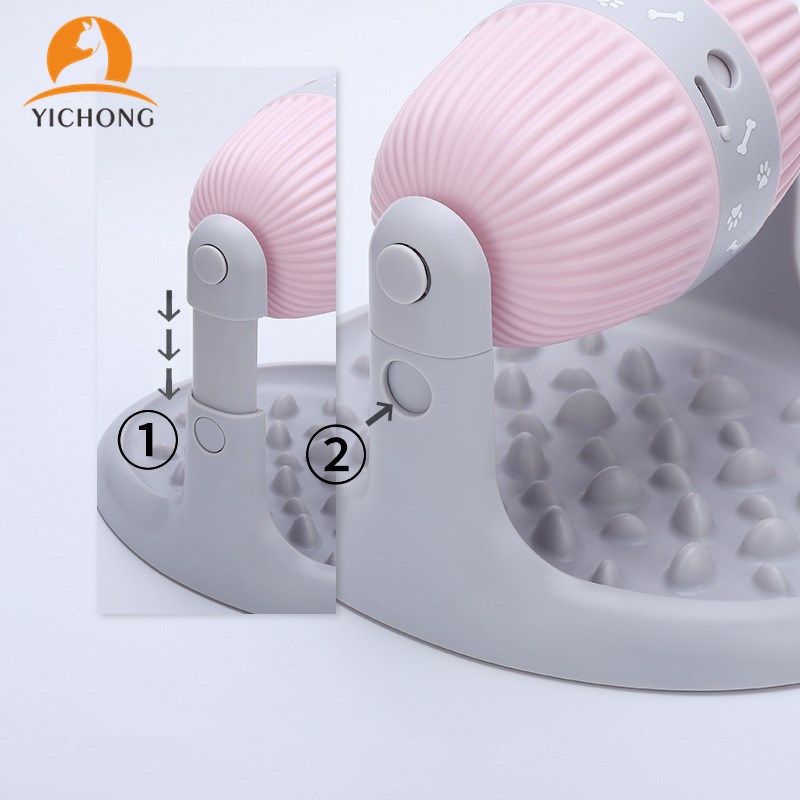 YICHONG Pet Products Adjustable Cat Dog Tableware Pet Food Basin Toy Roller-type Food Leakage Device Slow Food Container YC041