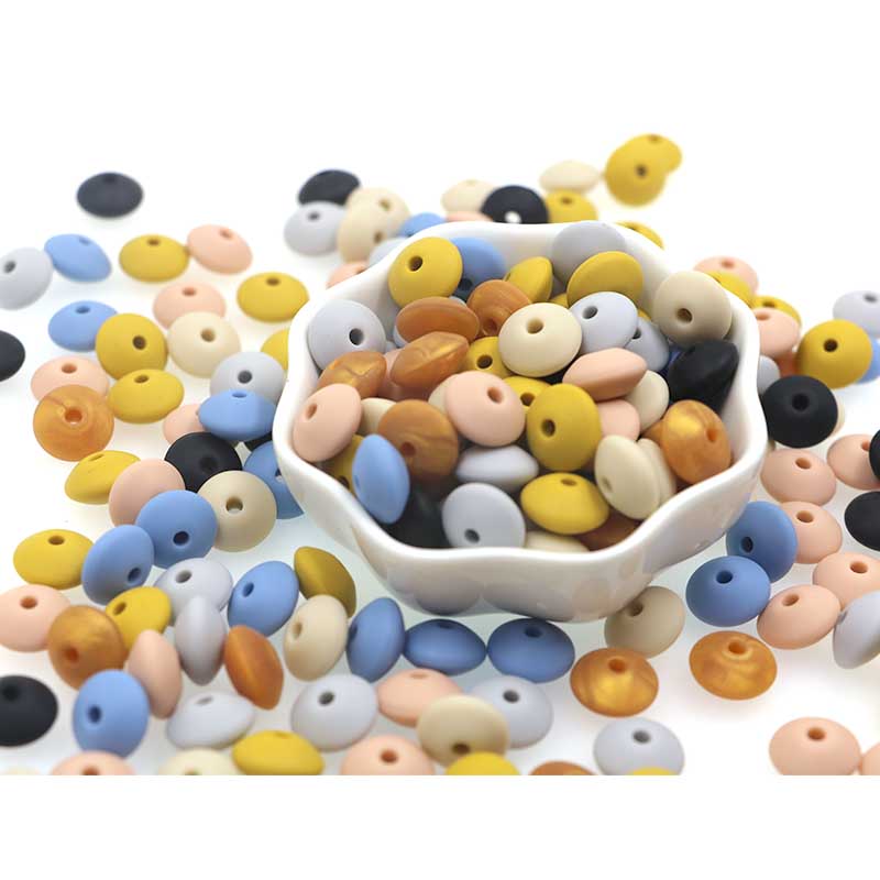 Kovict 100/500/1000/2000Pcs Baby Lentils Beads Silicone Beads 12mm Baby Teething beads DIY Pacifier Chain Clip Nurse Gift