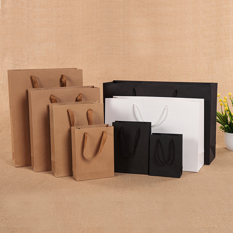 Multi Size DIY Multifunction Color Kraft Paper Bag with Handles Festival Gift Bag Shopping Paper Bags Clothes Gifts Packing Bag
