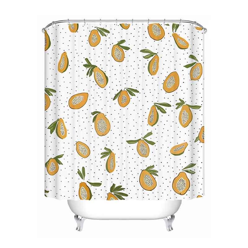 DUNXDECO Shower Curtain Bathroom Waterproof Cortinas Modern Fresh Fruit Papaya Print Polyester Fabric Ridea Artistic Decorating