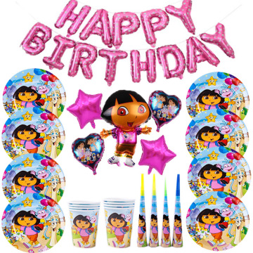 Dora The Explorer Birthday Party Supplies Dora Party Decorations Disposable Tableware Set Kids Birthday Party Baby Shower Decor