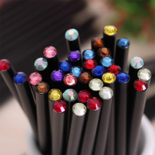 12pcs/Lot New Crystal Beautiful Pencil Black Color Standard Pencil Specil Shining Pencil Gift Cheapest On Sale