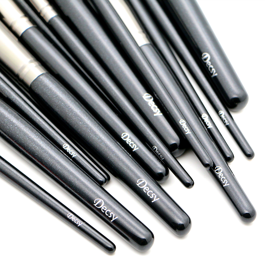 Decsy Makeup Brush Set 15Pcs High Quality Black Synthetic Hair Make Up Kit Tools Face Eye Professional Makeup Brushes