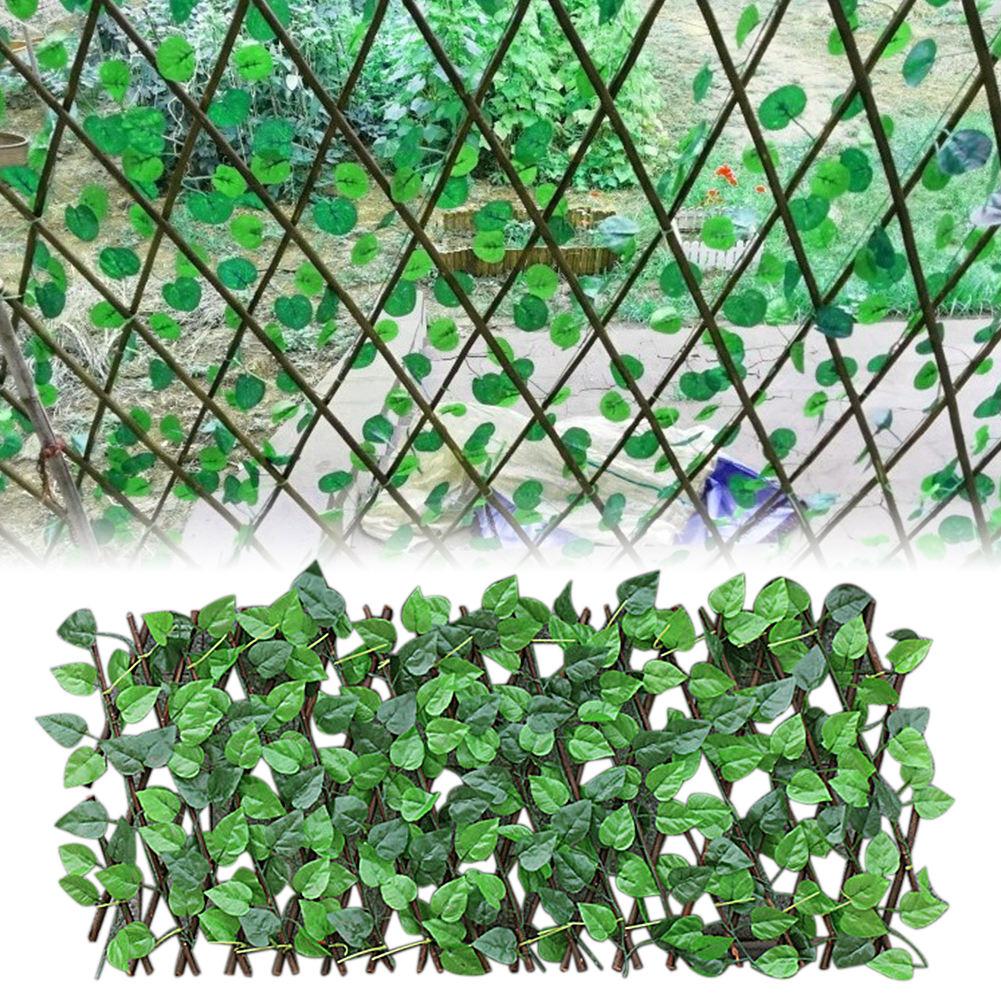 Green Vines Wooden Expandable Faux Privacy Fence Artificial Garden Decoration Fence UV Protected Privacy Hek Fence Panel tuinhek