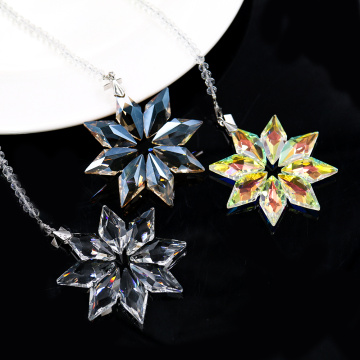 2020 NEW Snowflake Suncatcher Christmas Hanging Glass Decoration DIY Craft Pendant Prism Chandelier Crystal Parts Car Ornament