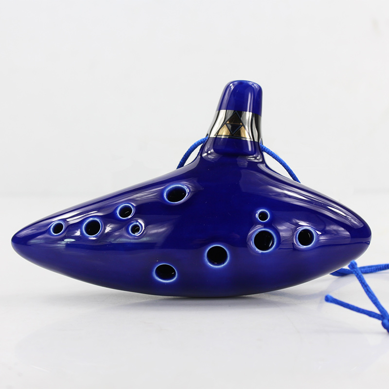 12 Holes Ocarina Kiln-fired Ceramic Alto C Link Boy Ocarina Flute of Time Musical Instrument Toy
