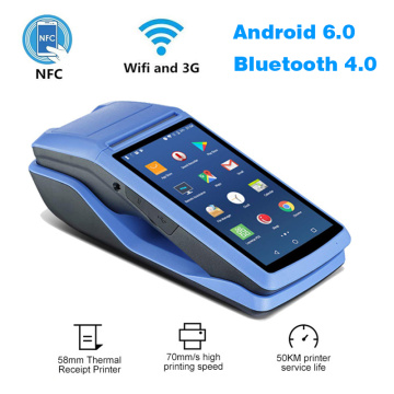 POS Terminal Android 6.0 Handheld PDA With 58mm Thermal Receipt Printer NFC 3G Wifi Barcode Scanner Built-in 7500mAh Battery