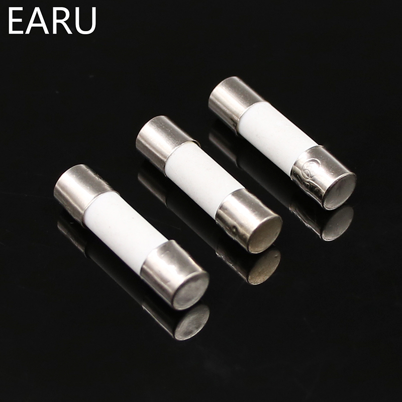 10pcs Ceramic Fuse 5mm x 20mm Slow Blow T 0.5A 1A 2A 3A 4A 5A 6A 8A 10A 13A 15A 16A 20A 30A 250V Car Cigar Microwave Oven